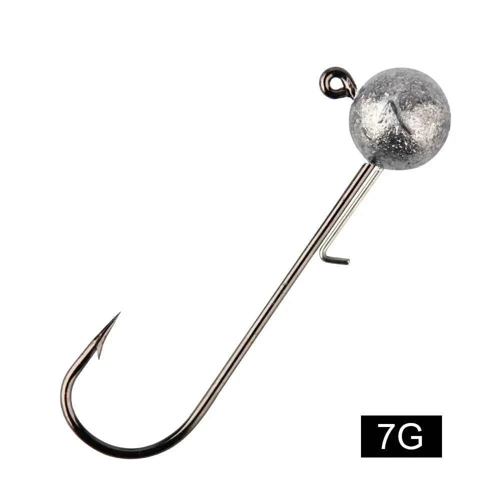 4PCS High Carbon Steel Jig Heads Fishing Hook 5g 7g 10g Long Shank round Ball Weights for Soft Lure Worm Accessory