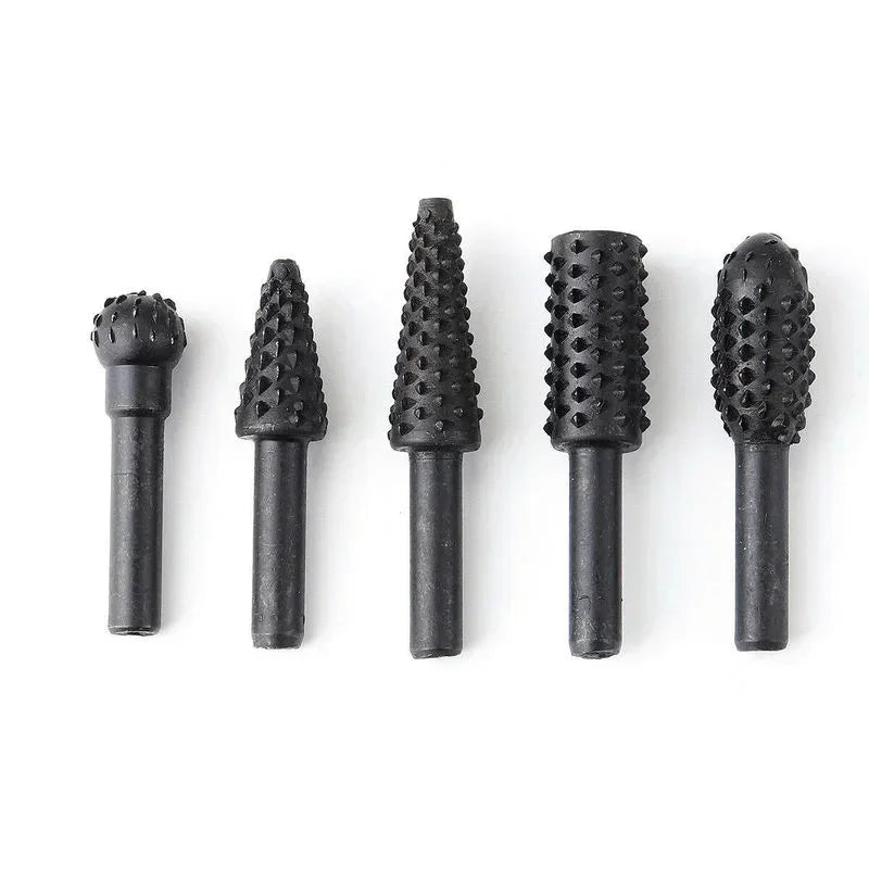 5Pcs Woodworking Tools Electric Rotary Files Wooden Files Carving Knives Tea Trays Root Carving Polishing Heads Hardware Tools