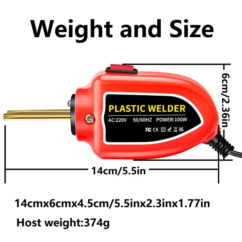 Mini 100W Plastic Welding Machine Plastic Welder Gun 200pcs Hot Stapler Bumpers Heat Gun Plastic Welder Soldering Repair Tools