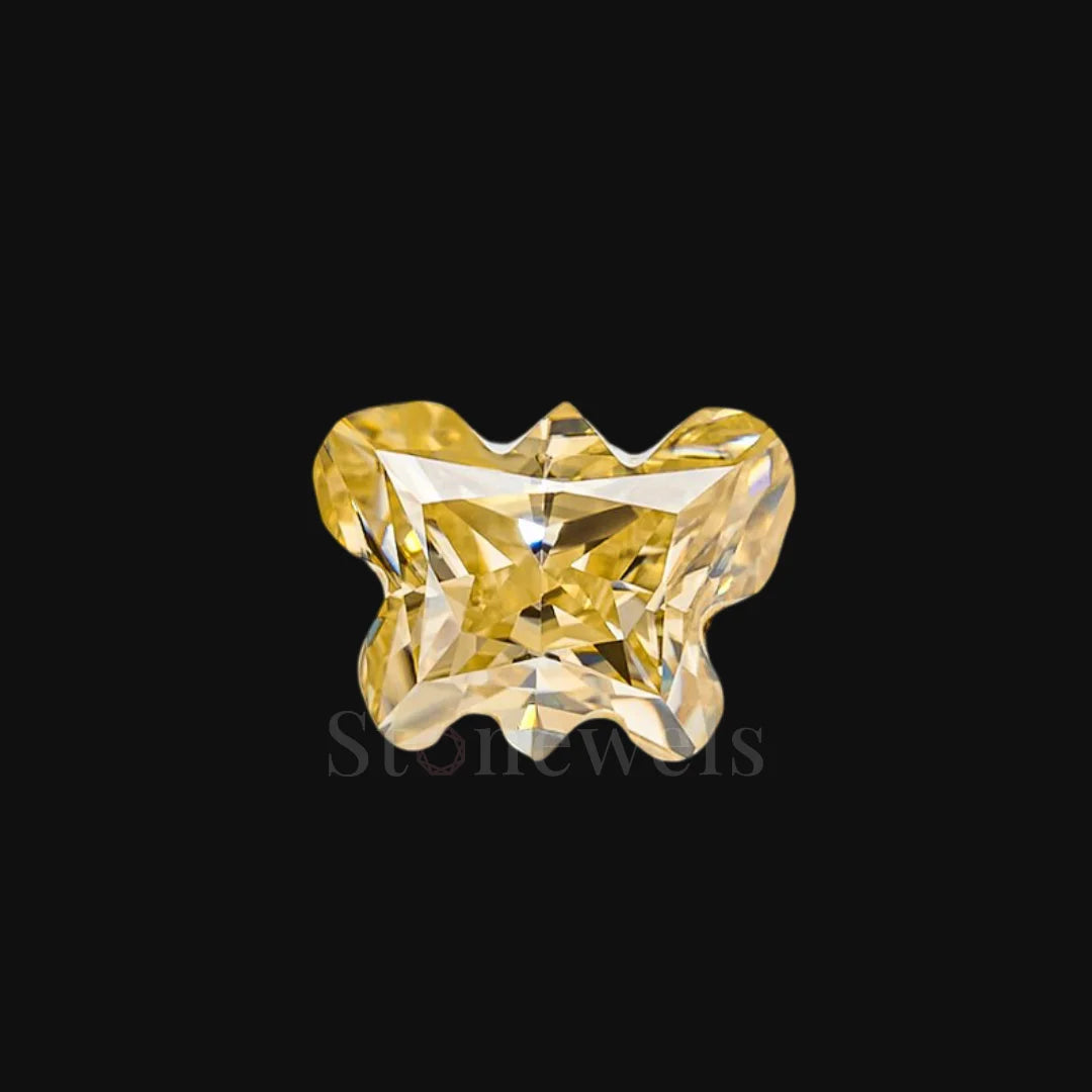 Factory Direct Yellow Butterfly Shape Lab Diamond DEF VVS VS IGI Certified Loose Synthetic Stone for Fine Jewelry