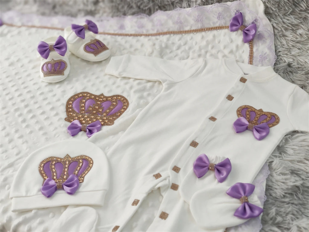 5pcs Newborn Baby Nursery Kids Outfit Clothing Cotton Infant Care Wrapped Baby Products Pants Mittens Receiving Blanket