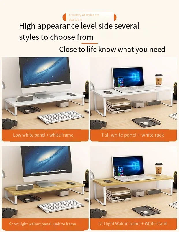 Multiple sizes desktop computer with elevated laptop display elevated dormitory desktop storage office screen base bracket