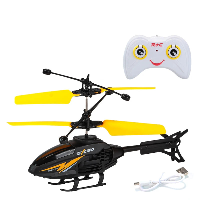 RC Helicopter 2CH Induction Remote Control Floating Airplane Gesture Control Aircraft Suspension Quadcopter with LED Kid Gift