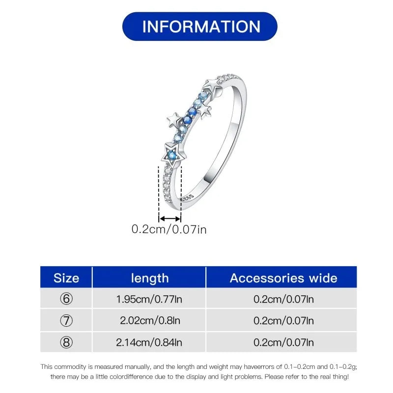 MISEFF Real 925 Sterling Silver Double Rings Simple Color Zircon Rings For Wedding Engagement Birthday Silver Jewelry Gift