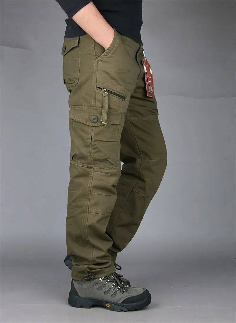 New Men's Pants Multi Pockets Baggy Men Outwear Straight Slacks  Workout Pants Outwear Casual Cotton Long Trousers