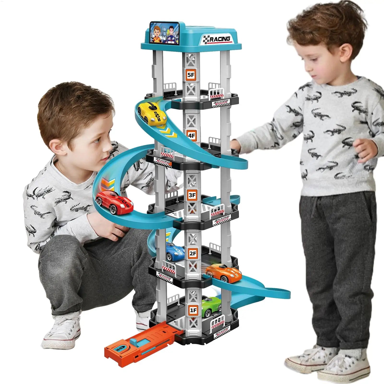 Racing Rail Car Toys Children Garage Catapult Sports Track Game Toys Kids Building Parking Baby Lot Gas Station DIY Winding Road