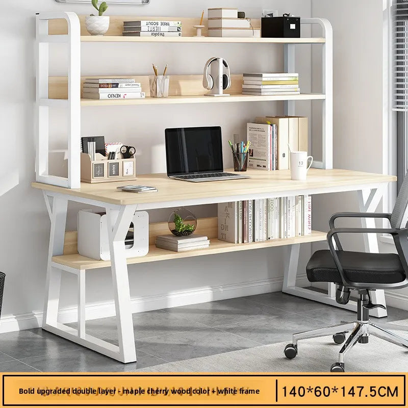 Stable Computer desk desktop desk bookshelf integrated writing desk household small apartment simple hole board desk