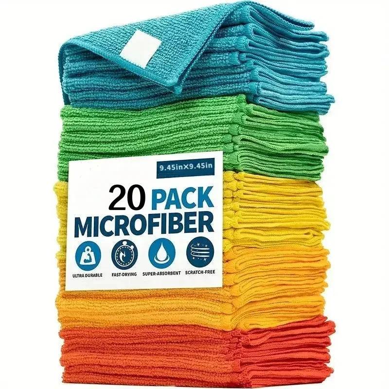 20 pieces Color Microfiber Cleaning Cloth Set – Multi-Purpose & Absorbent