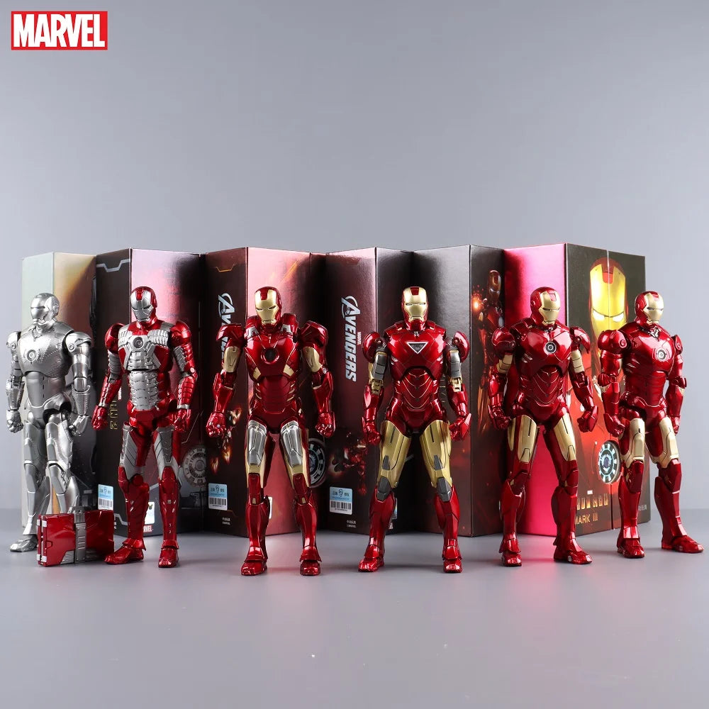 ZD Toys LED Light Iron Man MK1 MK2 MK3 MK4 MK5 MK6 MK7 MK43 MK50 7" Movie Action Figure Tony Stark Legends Toys