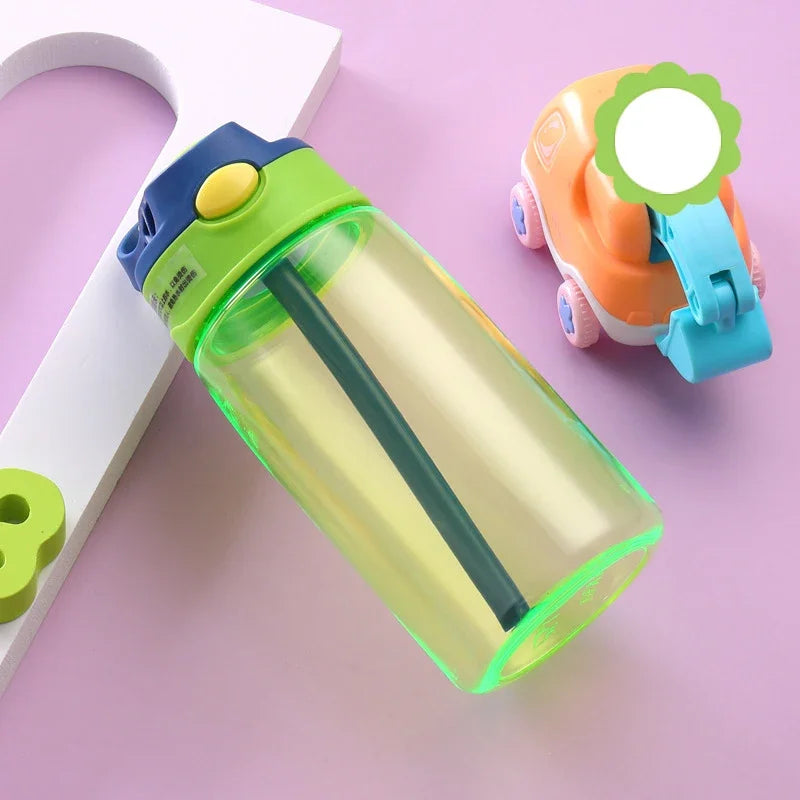 480ml Water Bottle with Straw Kids Girls Portable Travel Bottles Cup Gym Sports Fitness Summer Cold Water Juice Drinking Bottle
