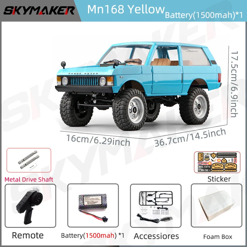 MN Model RC Car Mn168 1/12 Full Scale RTR 2.4G 4WD 280 Motor Proportional Off-Road Remote Control RC Truck Kids Toys Metal Parts