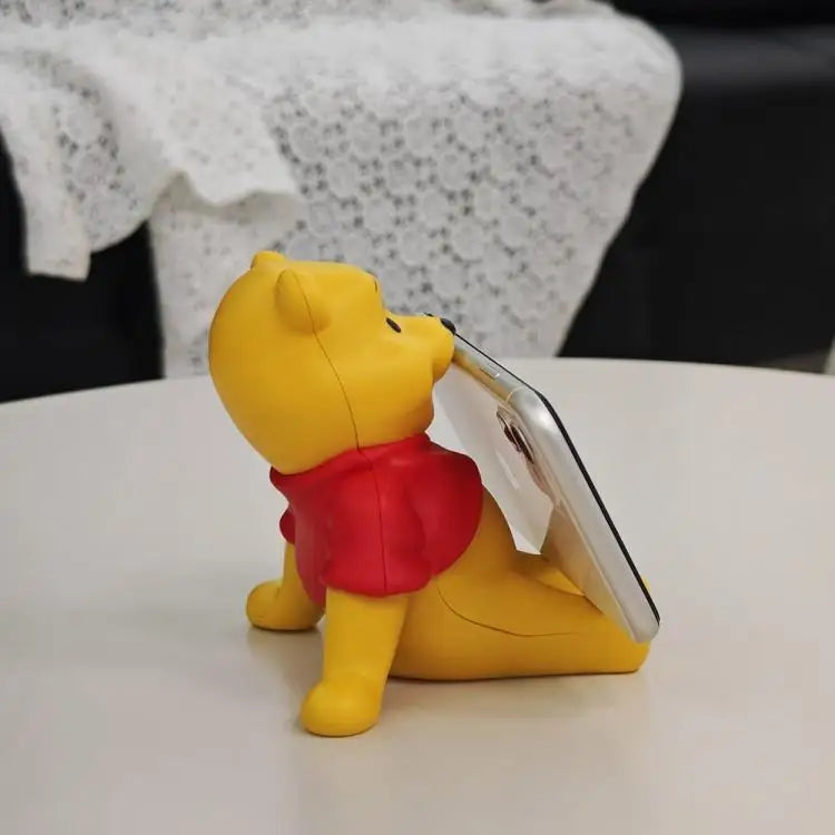 Funny Winnie The Pooh Phone Stand Holder for Desk Cute Bear Shape Universal Tablet Stand Dorm Room Decor Study Binge Watching