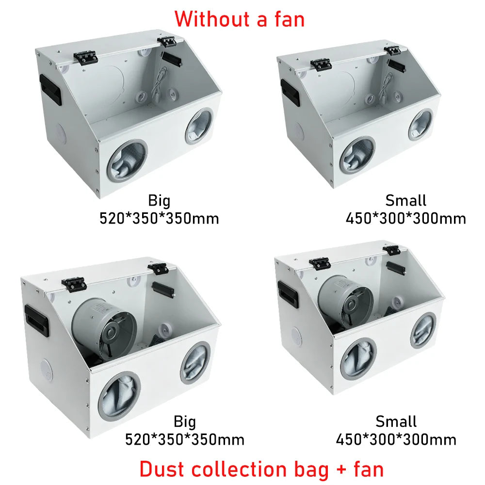 220V Grinding Dust Box Metal Structure Dust Box Ventilation Fan Dust Extraction Box for Craft Work Sanding Polishing