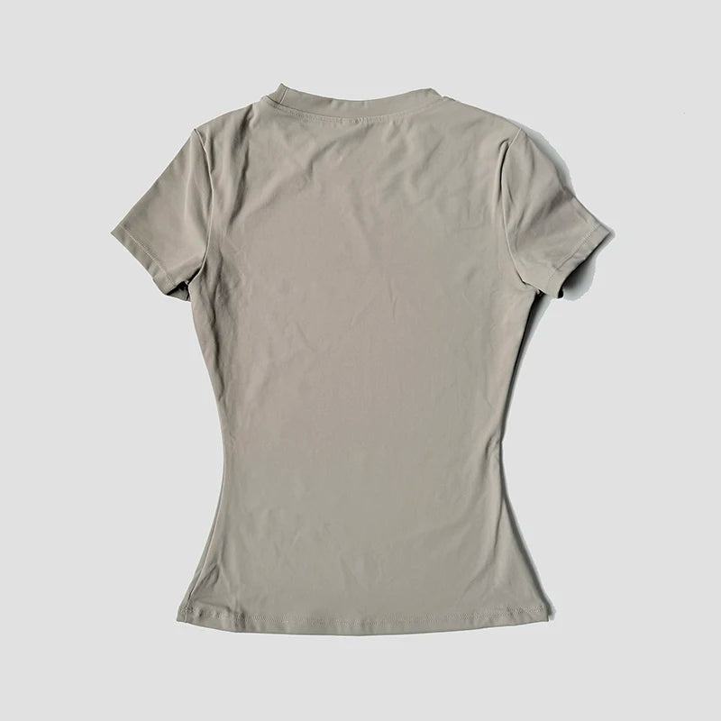 Women Solid Color Dry Fit Short Sleeve Crew Neck Athletic T-Shirt Fashion Casual Tee Suitable For Daily Running Workout Gym Top