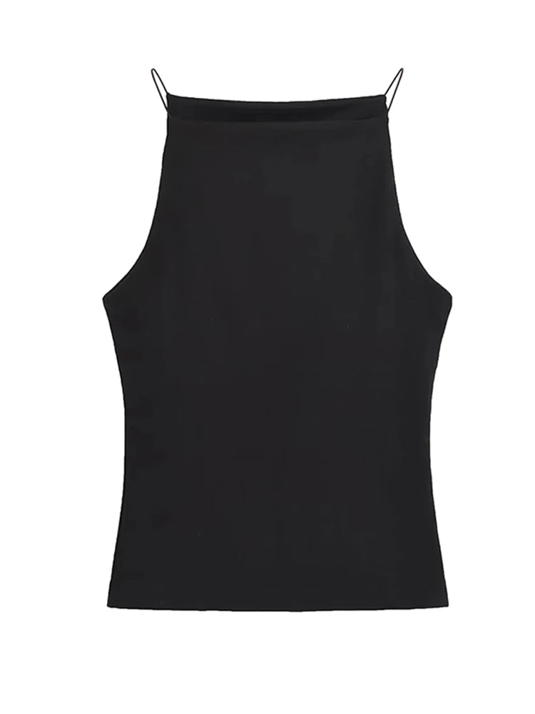 Women's Solid Color Halter Tank Top Sleeveless Vest Thin Straps Camisole Summer Casual Fashion Wear