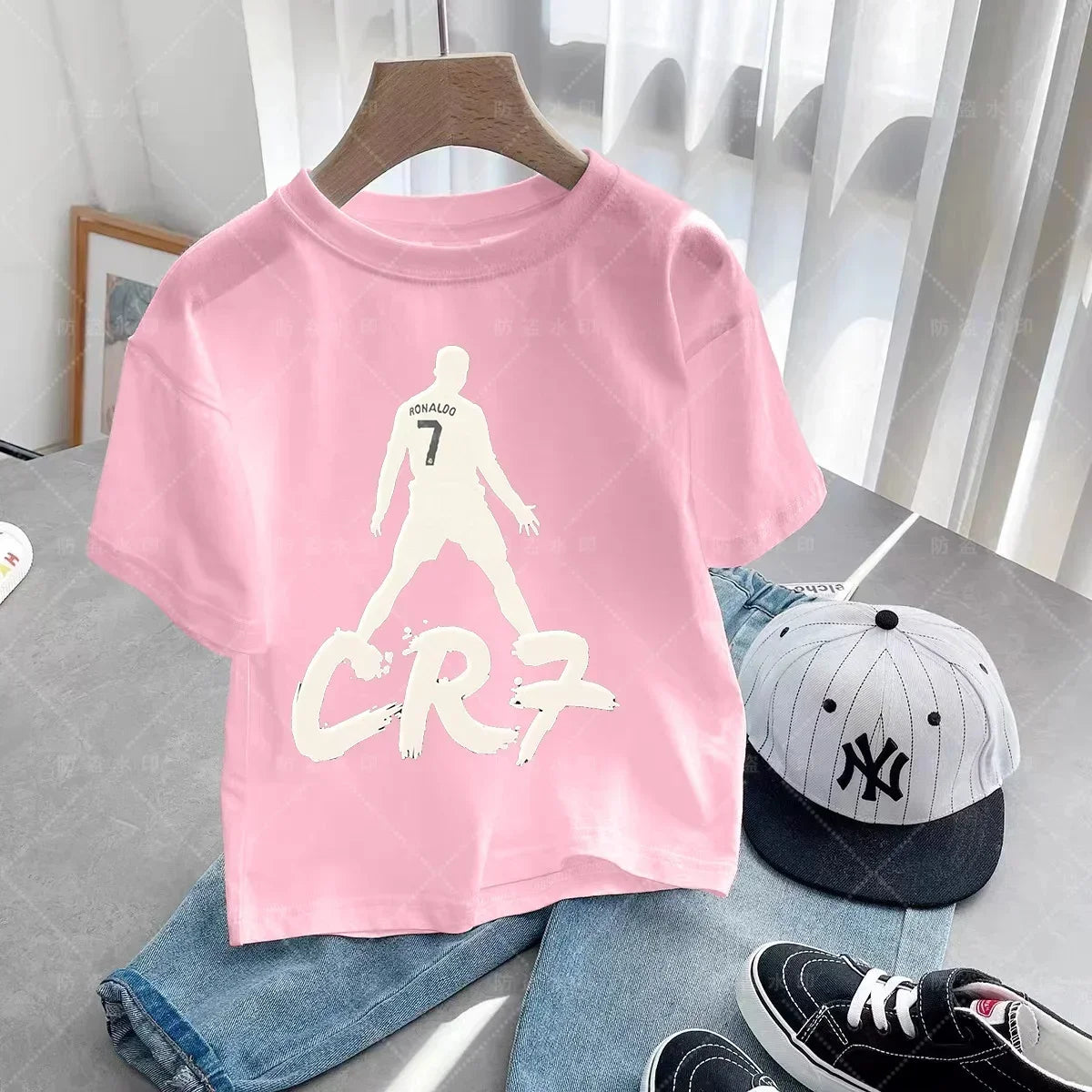 New Summer CR7 Print Cotton Boys Girls T-shirt Cristiano Ronaldo Clothing Fashion Outdoor Casual Fashion Sports Tees Top Tshirt