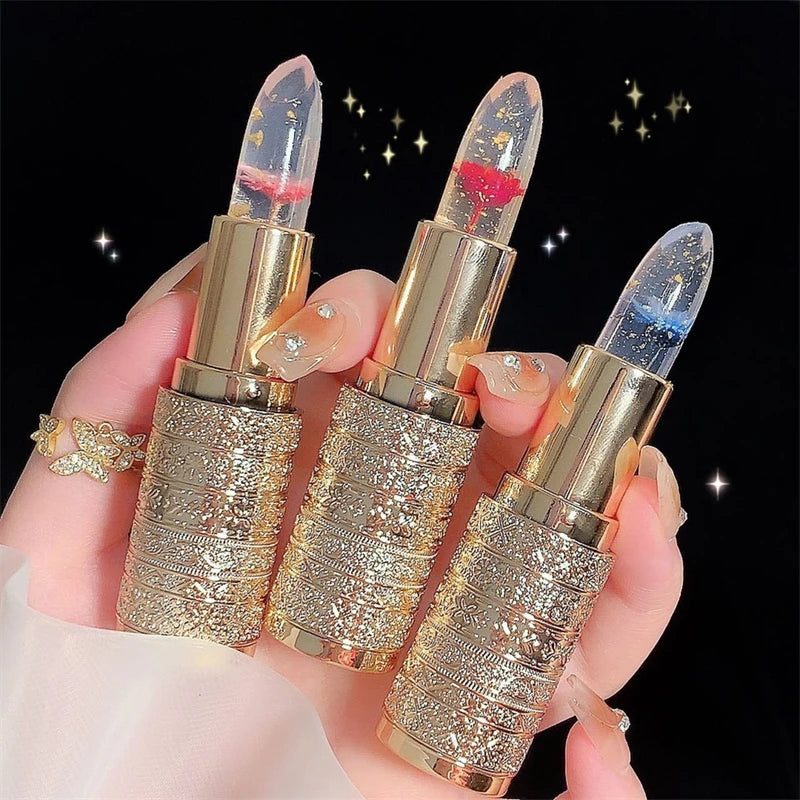 Moisturizing Flower Transparent Lipstick Temperature Color Changing Lip Balm Long Lasting Jelly Lipstick Lips Care Makeup 1pc