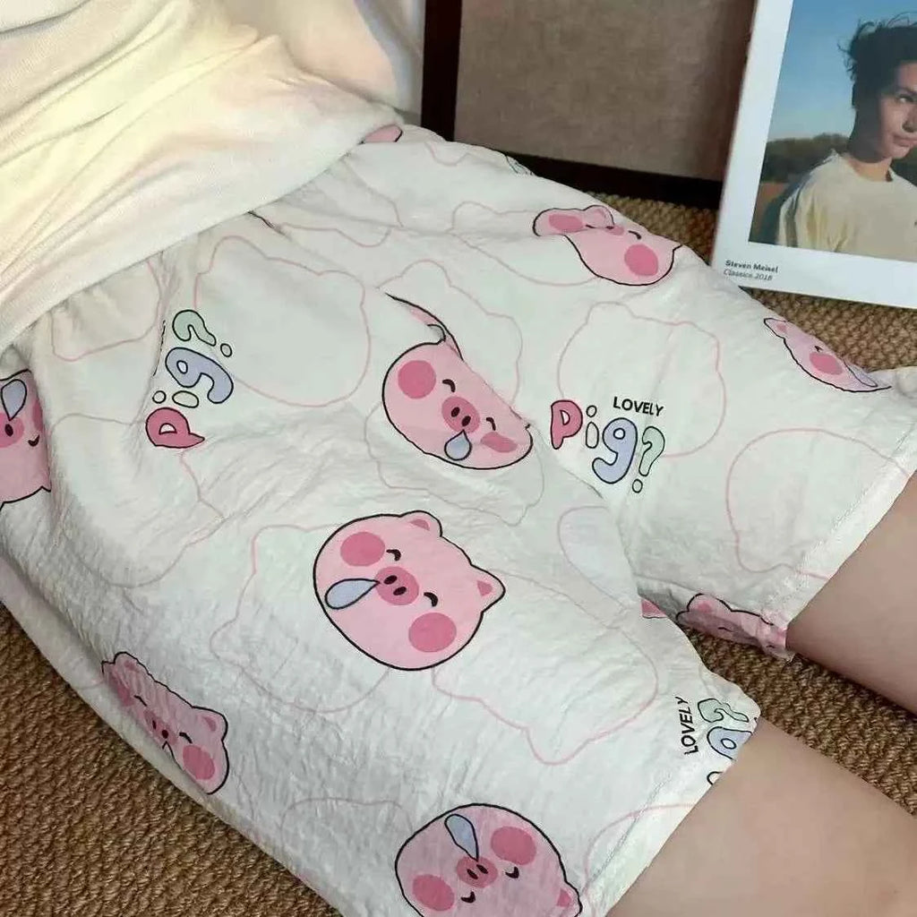 2025 New SUMMER Sleepwear Women's Long Pajamas Pants Women Loungewear Pig printing Autumn Loose