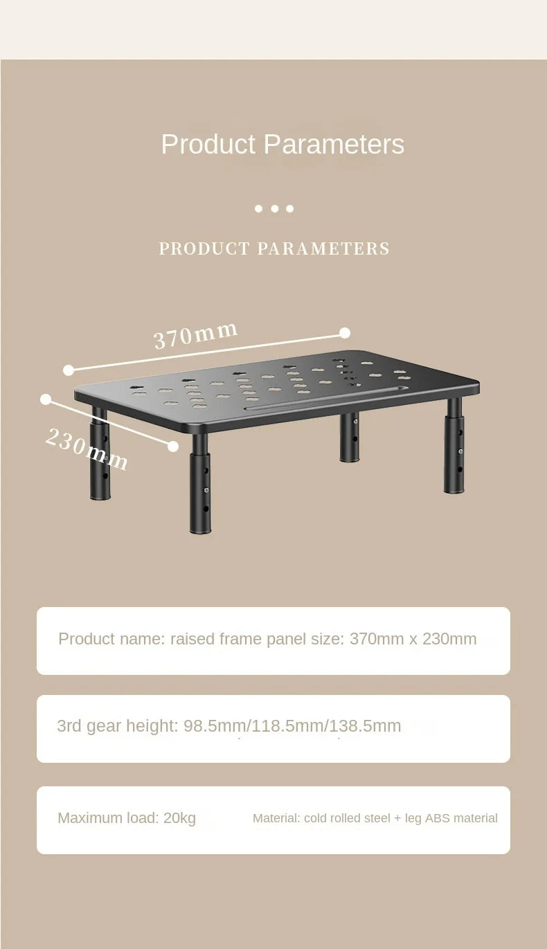 Adjustable Computer Rack, Telescopic Monitor Holder, Elevated Screen Stand to Relieve Neck Fatigue, Practical Office Storage Sup