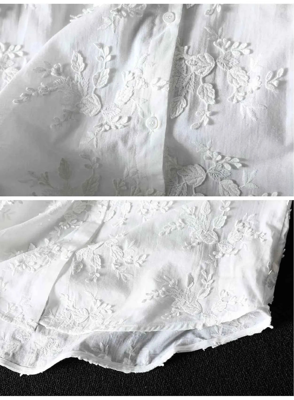 SuperAen Spring New Three-dimensional Flower Embroidered Cotton White Shirt Women Loose Sweet O-neck Long-sleeved Shirts