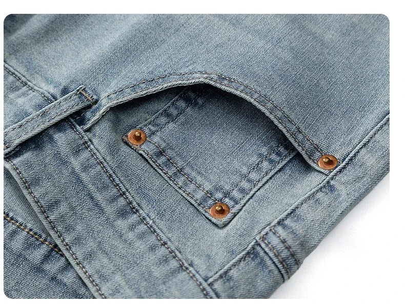 Men's Summer Thin Comfortable Jeans, Fashionable and Breathable Business Straight Pants, Loose Retro Casual Denim Trousers