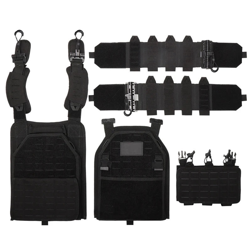 YAKEDA Tactical Vest 6094 Fast detachable light laser cut outdoor hunting black gear carry vest of high quality 1000D nylon