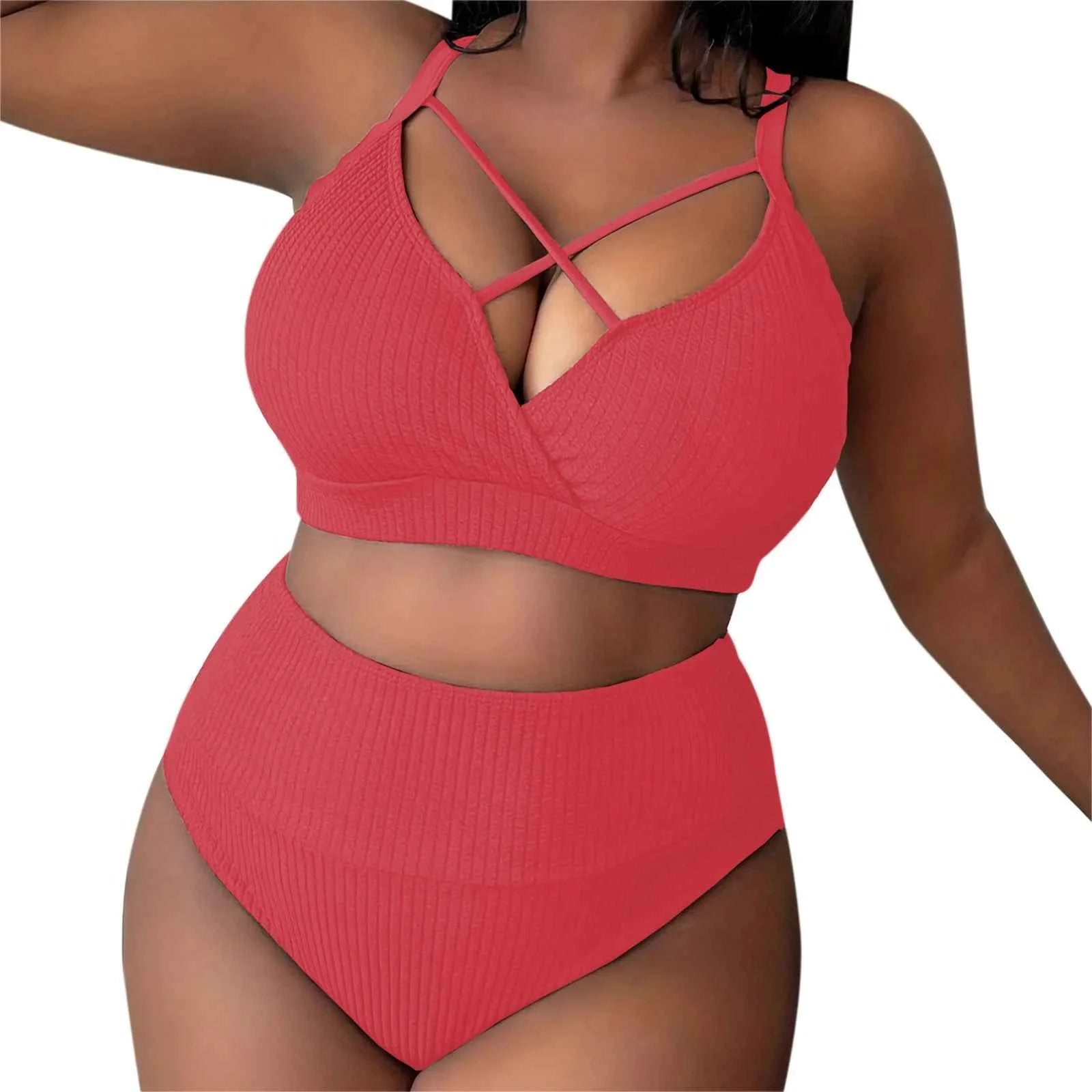 Plus Size Swimsuit Women Big Breast Bikini Set 2024 Sexy Two Pieces Bikinis High Waisted Swimwear Brazilian Bathing Suit