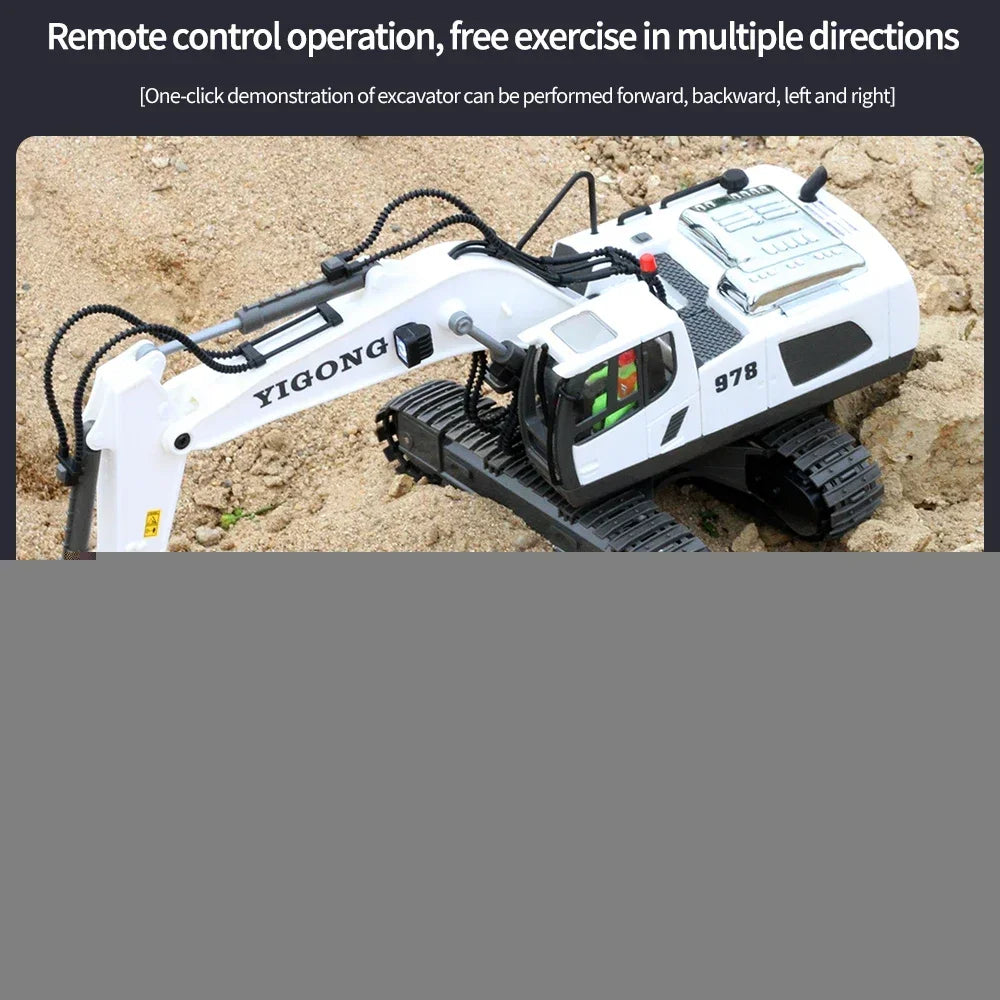 2.4G 11 Channels RC Excavator Dump Bulldozer Cart Trucks Bulldozer Alloy Vehicle  Remote Control Excavator Gift Toys for Boy