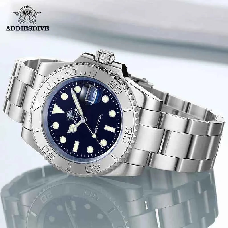 ADDIESDIVE New Luxury Men's Watch Stainless Steel BGW9 Super Luminous Quartz Men's Watch Diver 200m Men Analog Watches MY-H3C