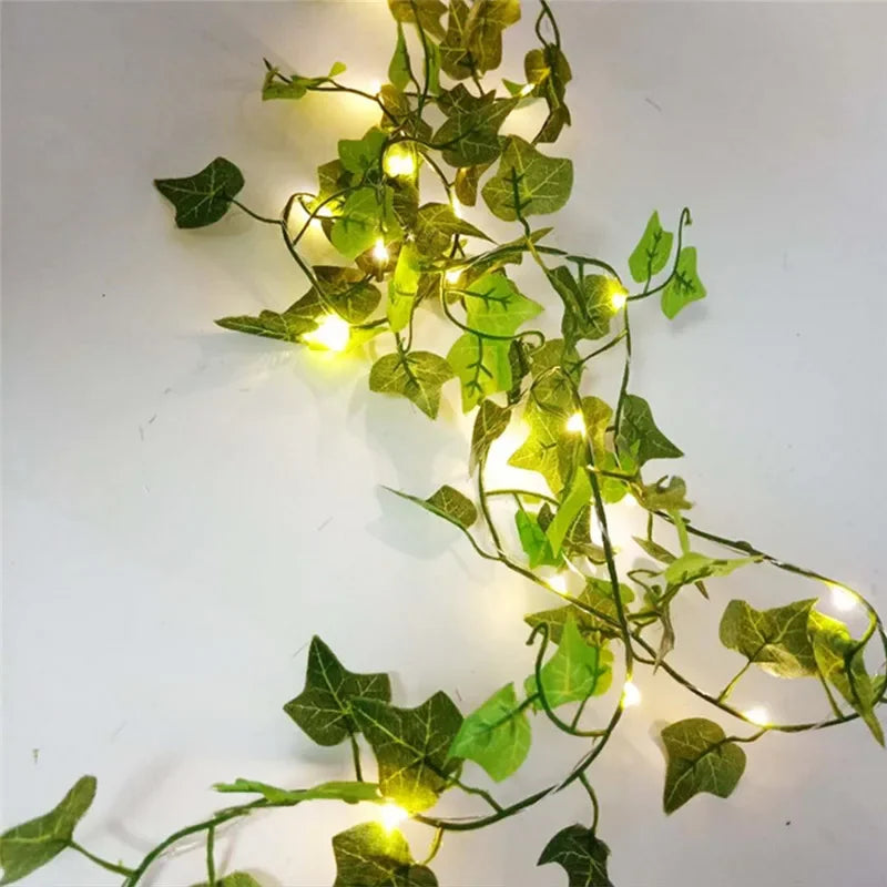 Two color Ivy Vines Emitting Color Green Leaf Fairy String Lights Artificial Vine Garland
