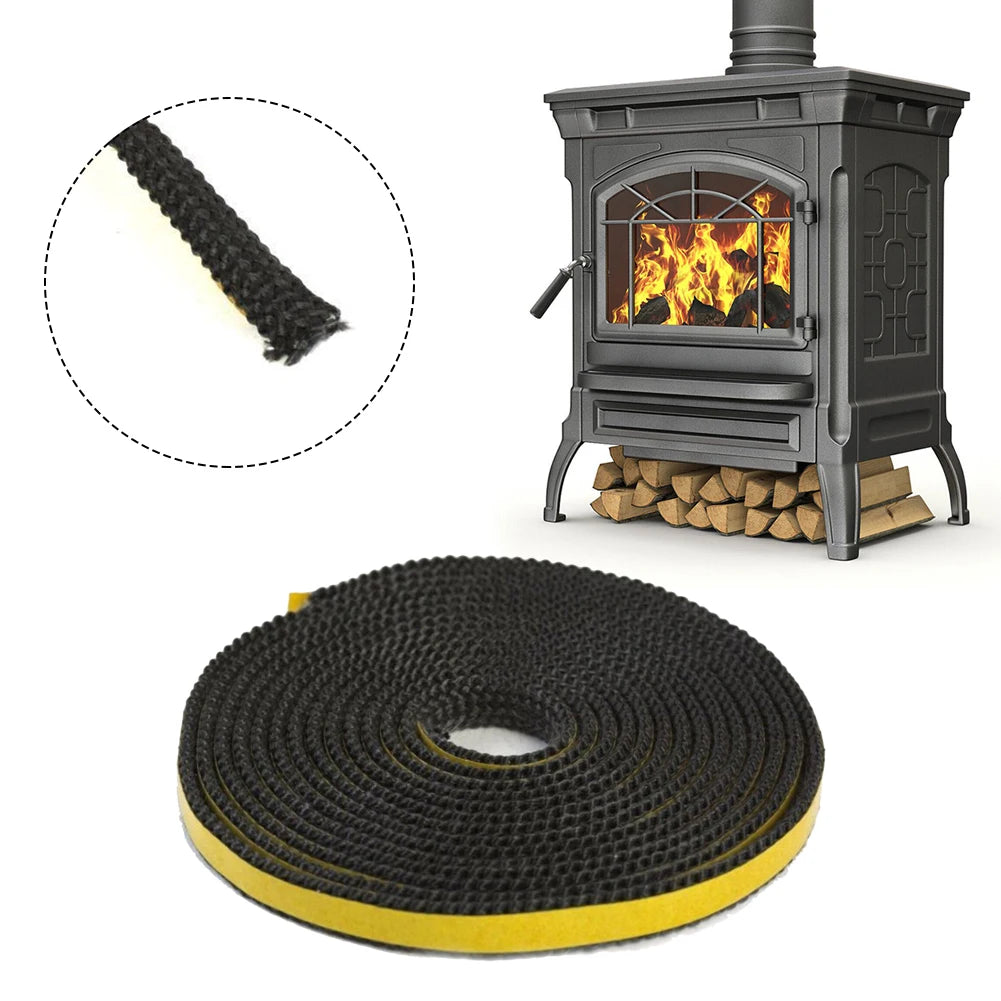 4M Fireplace Seal Rope Self-Adhesive Fiberglass Sealing Tape Temperature Resistant Furnace Stoves Door Gasket Cord 10X2mm
