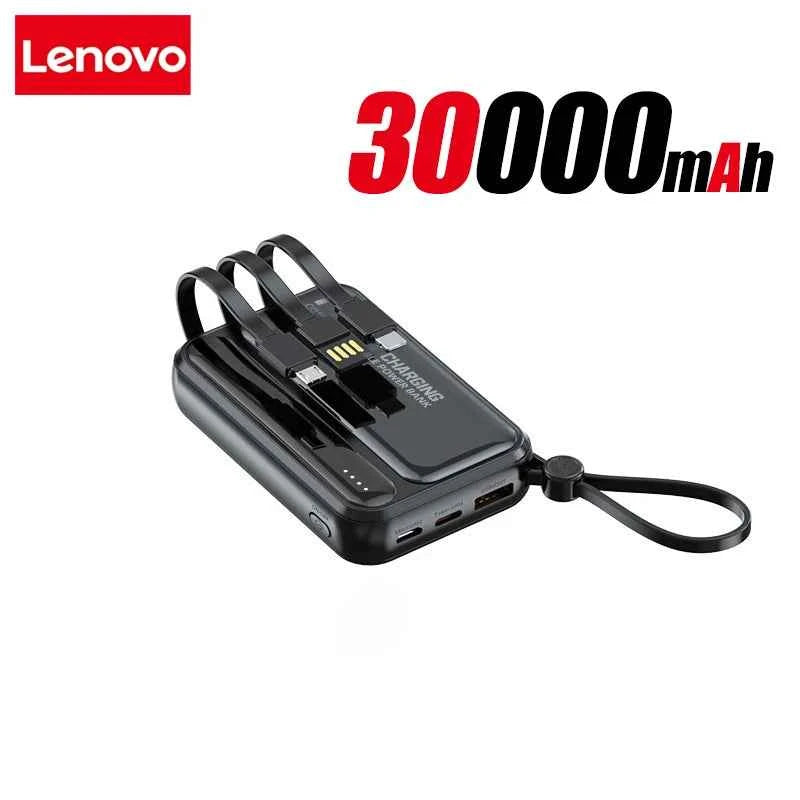 Lenovo 120W 500000mAh Power Bank Large Capacity 4 In1 Cables Intelligent Digital Display Light Portable Powerbank For iPhone New