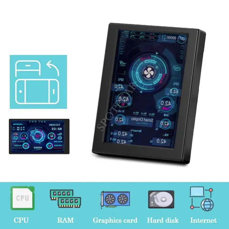 Computer Monitor 3.5inch LCD Display Screen PC CPU GPU RAM IPS Monitor USB Type C Secondary Screen
