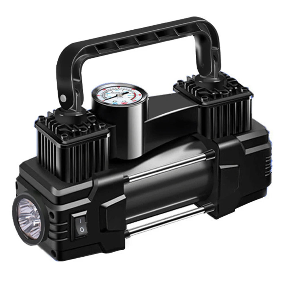 12V 150PSI Mini Air Compressor Dual Cylinder Heavy Duty Tire Inflator with LED Light Car Electric Air Pump Auto Inflatable Pump