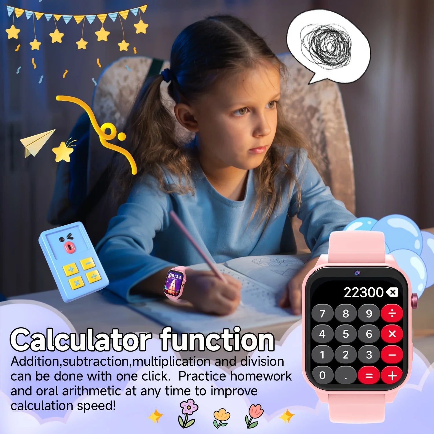 Kids Smart Learning Watch with Educational Games, Camera & Music Player - Touch Screen Kids Tablet for & Ages 3+, Pedometer