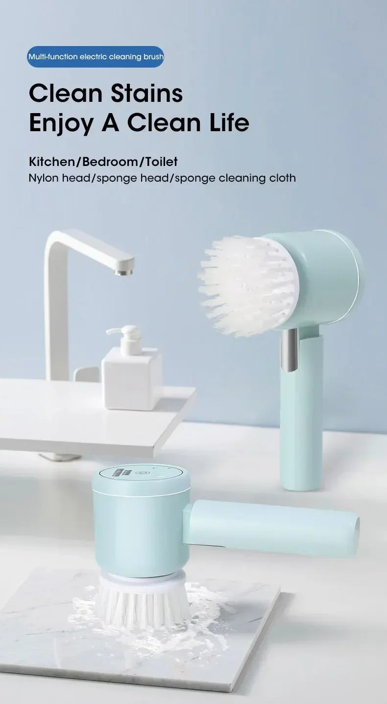 New Cordless Spin Scrubber Electric Rechargeable 5 in 1 Brush Heads for Bathroom Kitchen Tile Grout Shower Car Deep Clean