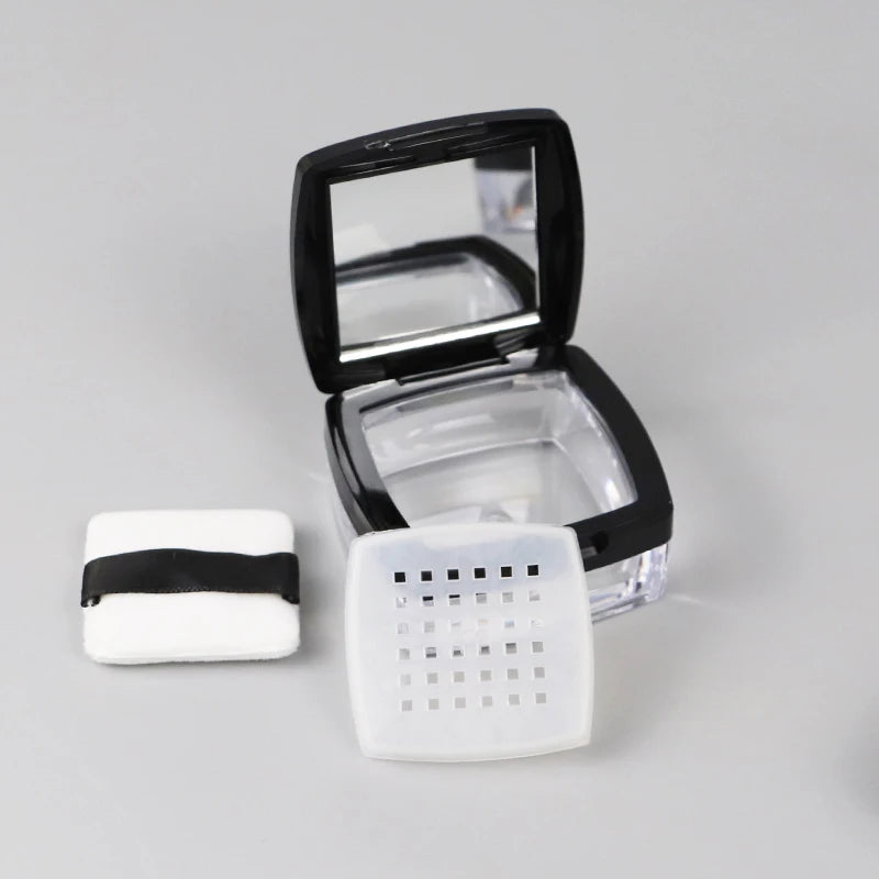 Powder Box Empty Portable Mini 5g Sieve Loose Powder Pot Square Box with Powder Puff Travel Makeup Jar Sifter Cosmetic Container
