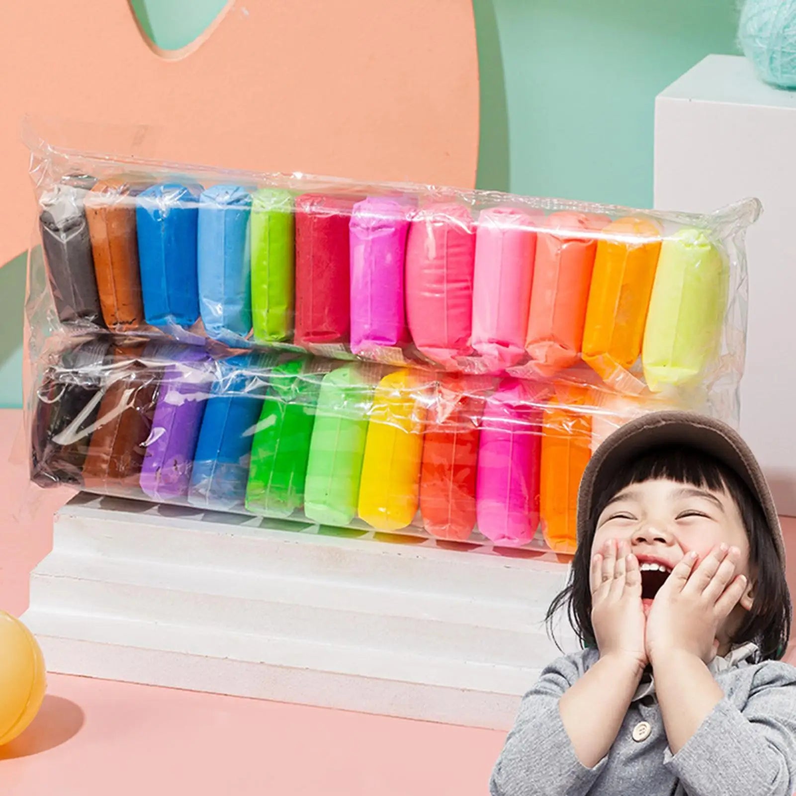 Kids Modelling Clay Set Super Light Clay Air Dry Polymer Modelling Clay Children Air Dry Clay Craft Kit For Home School Learning
