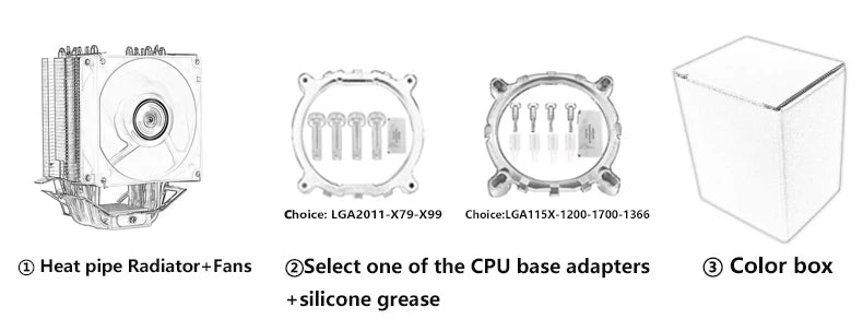 CPU Efficient Cooler Fan 90mm 4pin/PWM PC Tower Type Radiator 2/4/6 Heat Pipe Install LGA2011 X79 X99 115x 1200 1700 AMD AM3 AM4