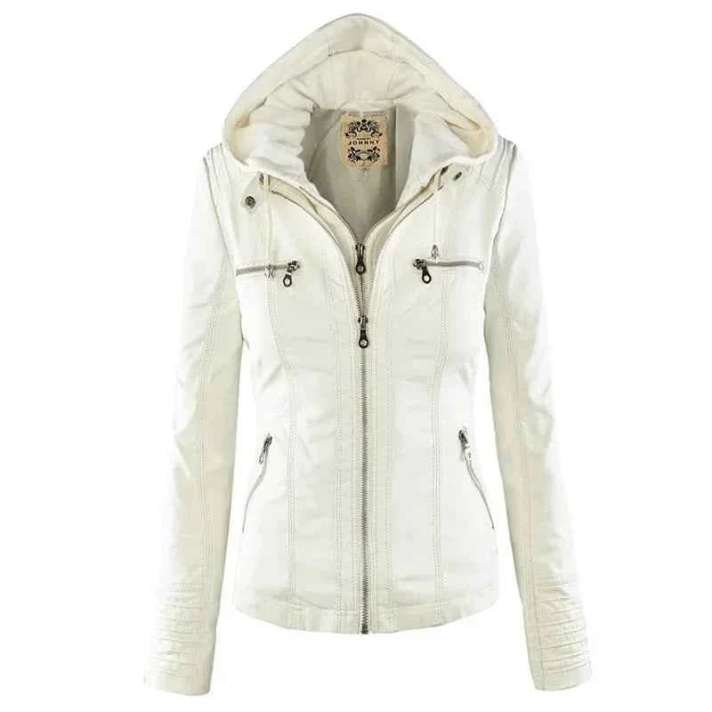 Gothic Faux Leather Jacket Women Coat 2025 Hoodies Winter Autumn Motorcycle Jacket Black Outerwear Leather PU Basic Jacket Coat