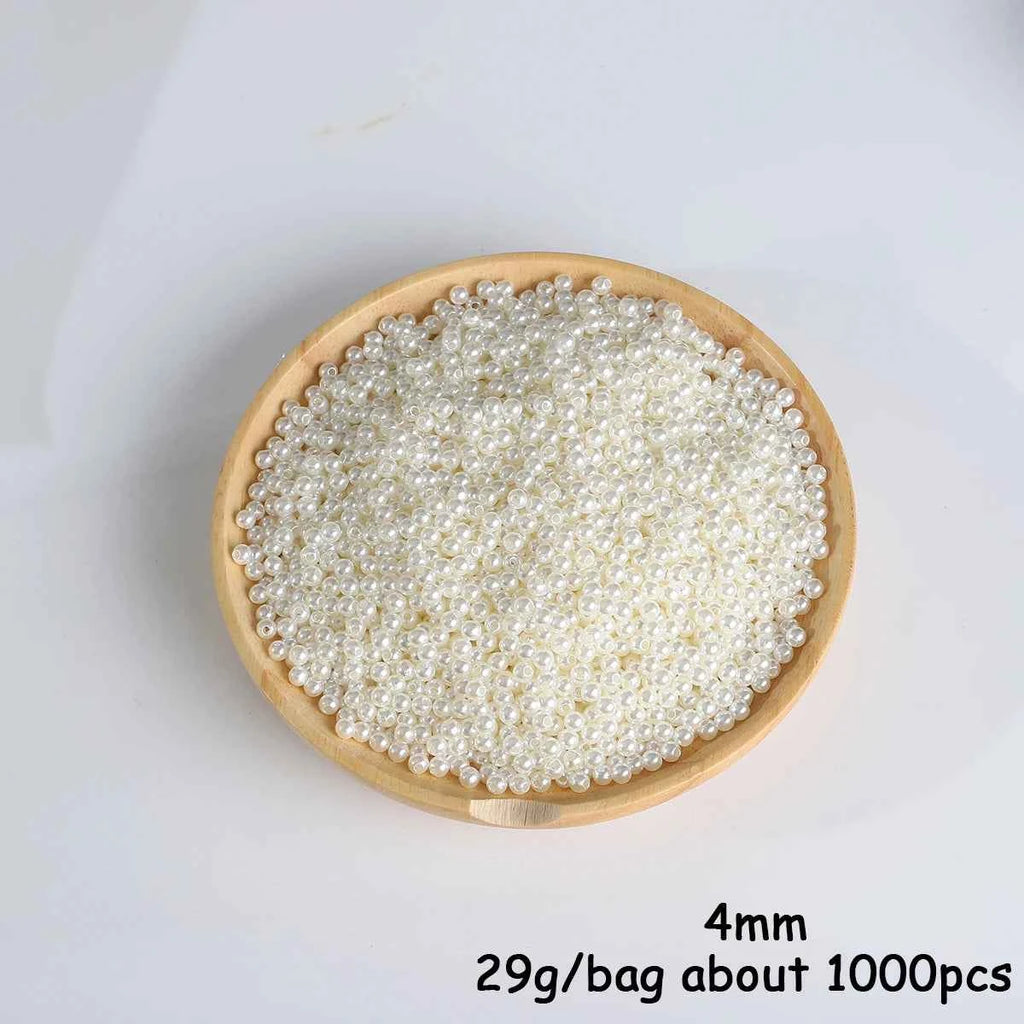 3-20mm 10-1000pcs straight hole ABS imitation pearl beige white bracelet with round beads for DIY craft jewelry making products