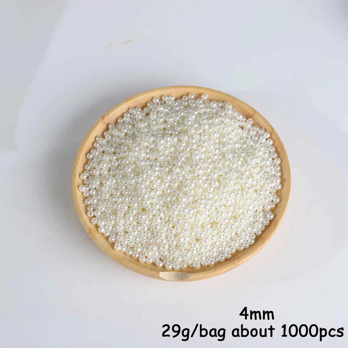 3-20mm 10-1000pcs straight hole ABS imitation pearl beige white bracelet with round beads for DIY craft jewelry making products