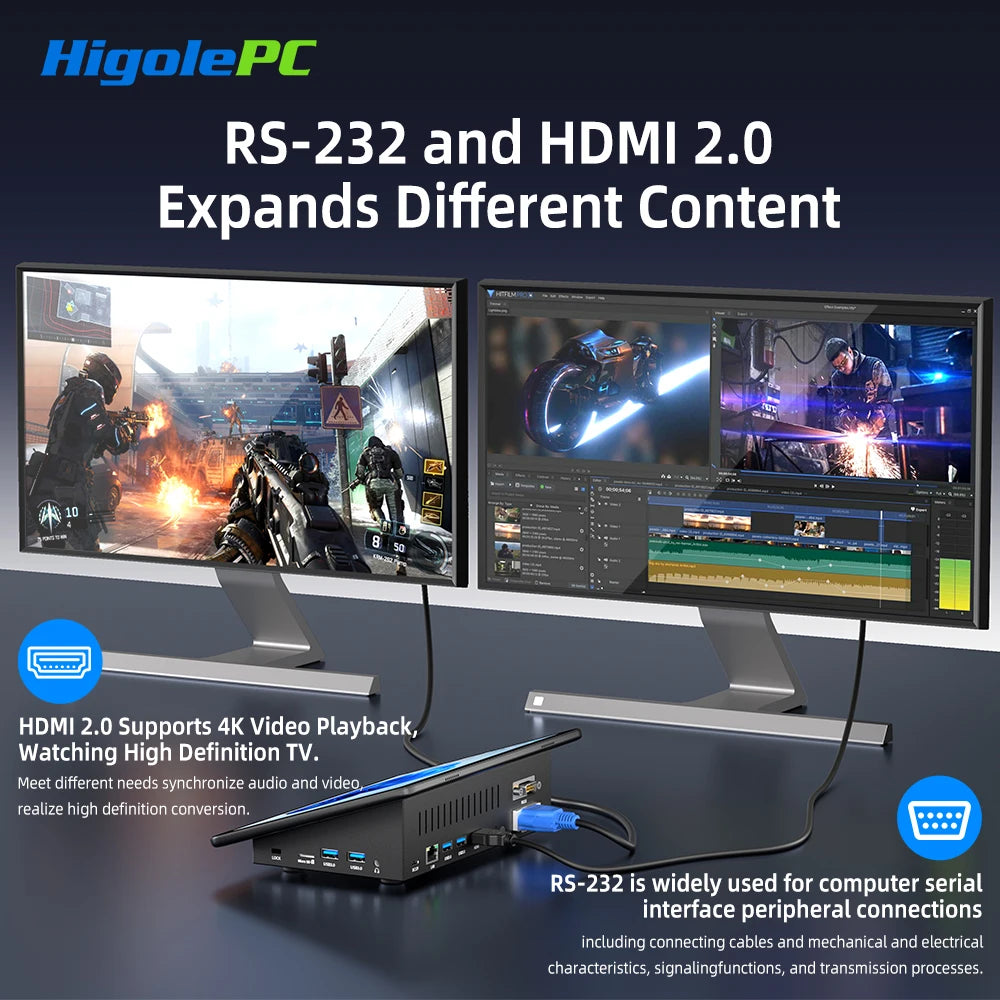 Higole F10 10.1'' Fanless Mini PC Intel N5095 Windows 11 WiFi5 8GB 128GB 5000mAh 4K RS-232 RJ45 Laptop Desktop PC Mini Computers