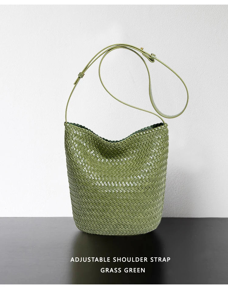 Luxury Woman Handbag New High End Hand-Woven Genuine Leather Women's Bag Large Capacity Shoulder Tote Bag Underarm Bag Bucket Ba