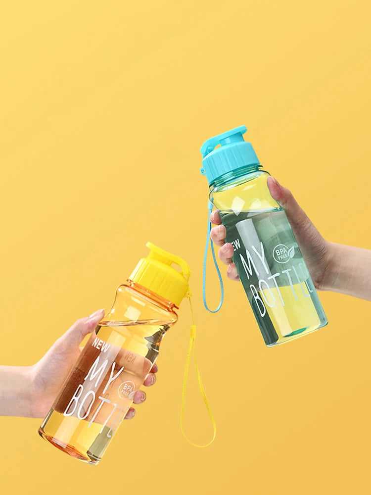 550ml Portable Plastic Water Bottle, Transparent Water Cup, Clamshell With Rope Design, Suitable For Fitness, Office, Outdoor