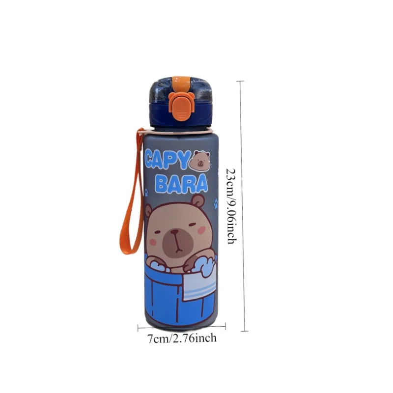750mL Cute Cartoon Capybara Water Bottle Leakproof Plastic Straw Cup Portable Outdoor Travel Large Capacity Sports Water Bottle