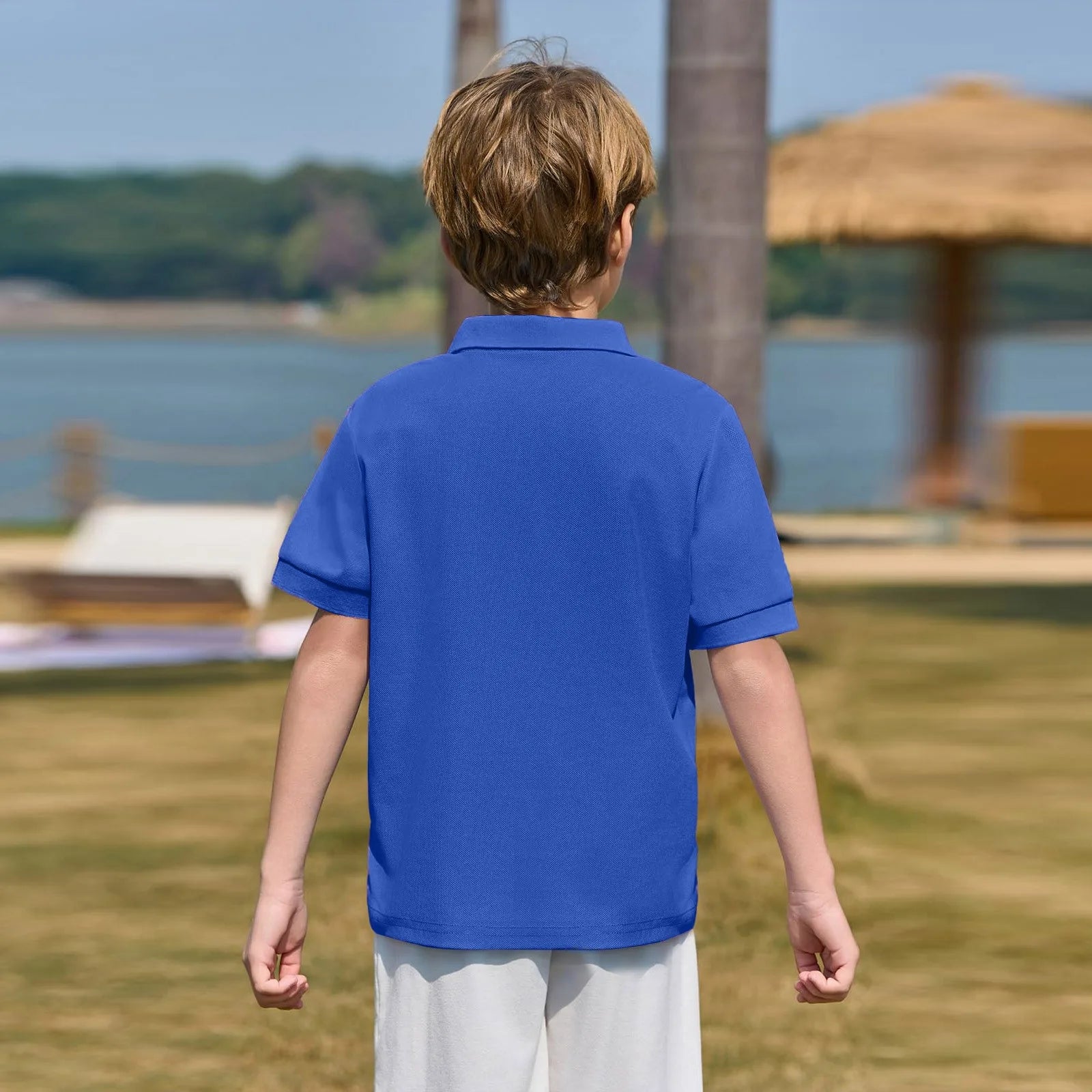 Polo Shirts Kids Basic Simple School Student Uniforms Class Uniforms Cultural Shirts Quick-Drying Turn-Down Collar for 6-11years