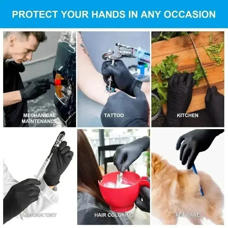 Disposable Nitrile Black Gloves Washing Xl Tableware Latex Free PVC Gloves Housework Car Industry Gardening Pet Cooking Tools