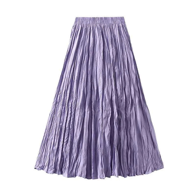 KarSaNy Long Pleated Skirts For Woman High Waist Large Hem White Skirt Summer Women's A Line Maxi Skirts For Women 2026 Long