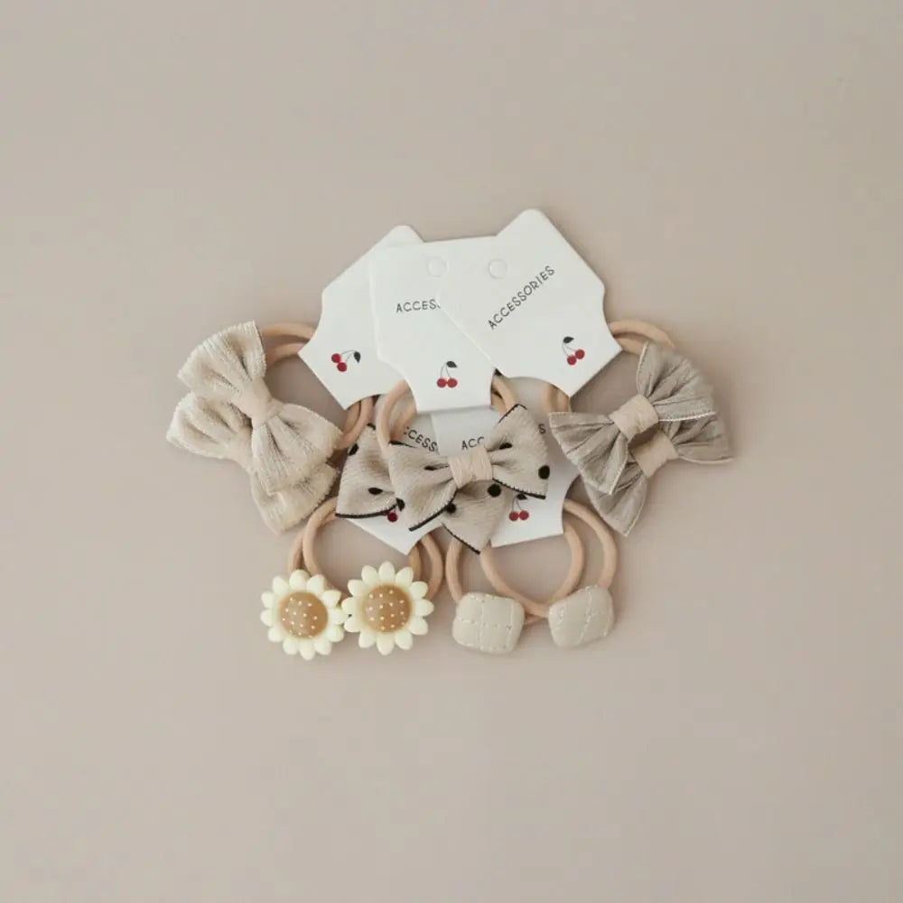 10Pcs Bow-Knot Hair Ties Bowknot Sweet Bows Flower Headdress Elastic Rubber Band Luxury Scrunchies Hair Rope Hair Accessories